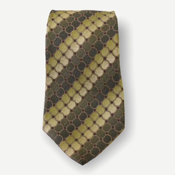 Alfani Neck Tie OS Mens Formal Green Ombre Multicolor Geometric Circle Print - Picture 2 of 7